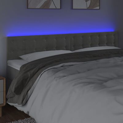 vidaXL Sänggavel LED ljusgrå 180x5x78/88 cm sammet