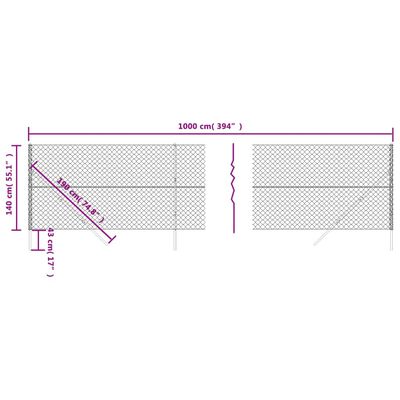 vidaXL Gunnebostängsel grön 1,4x10 m