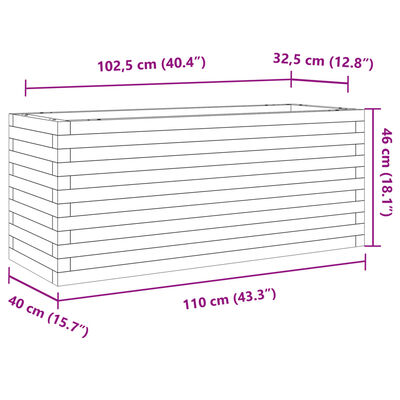 vidaXL Odlingslåda vit 110x40x46 cm massiv furu