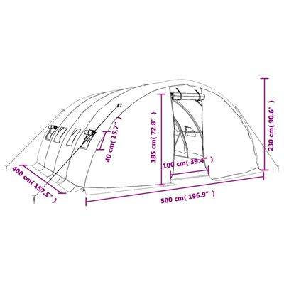 vidaXL Växthus med stålram vit 20 m² 5x4x2,3 m