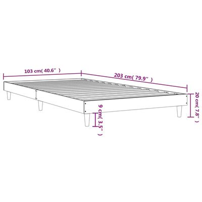 vidaXL Sängram utan madrass sonoma-ek 100x200 cm konstruerad trä