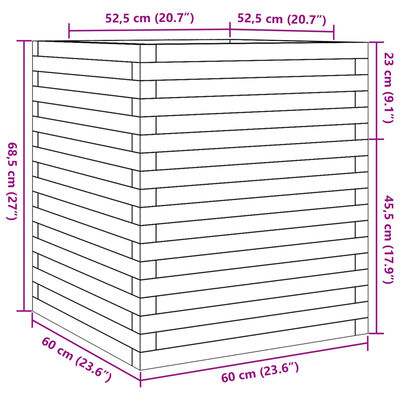 vidaXL Odlingslåda 60x60x68,5 cm impregnerat furu