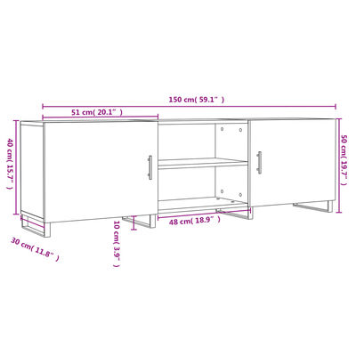 vidaXL Tv-bänk vit 150x30x50 cm konstruerat trä