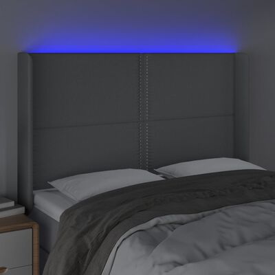 vidaXL Sänggavel LED ljusgrå 147x16x118/128 cm tyg