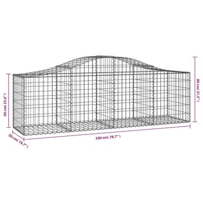 vidaXL Gabioner bågformade 40 st 200x50x60/80 cm galvaniserat järn