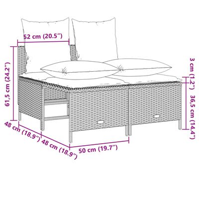 vidaXL Soffgrupp för trädgård med dynor 4 delar beige konstrotting