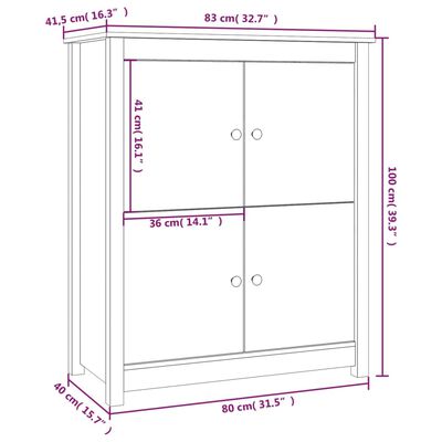 vidaXL Skänk vit 83x41,5x100 cm massiv furu