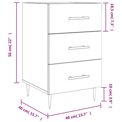 vidaXL Sängbord sonoma-ek 40x40x66 cm konstruerat trä