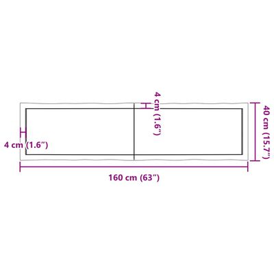 vidaXL Bordsskiva 160x40x(2-4) cm obehandlad massiv ek levande kant