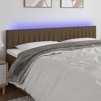 vidaXL Sänggavel LED mörkbrun 200x5x78/88 cm tyg