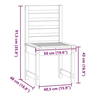 vidaXL Trädgårdsstolar 2 st svart 50x48x91,5 cm massiv furu