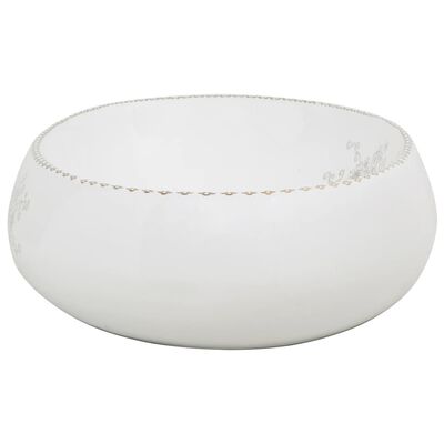 vidaXL Handfat vit oval 59x40x15 cm keramik