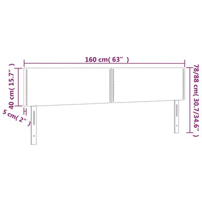 vidaXL Sänggavel LED ljusgrå 160x5x78/88 cm sammet