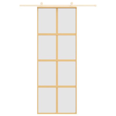 vidaXL Skjutdörr guld 76x205 cm frostat ESG-glas och aluminium