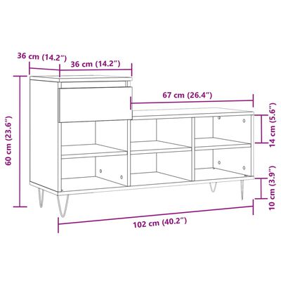 vidaXL Skoskåp brun ek 102x36x60 cm konstruerat trä