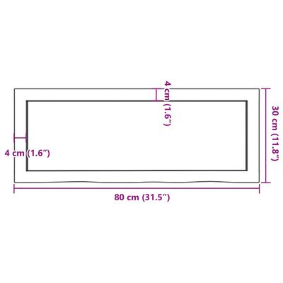 vidaXL Vägghylla mörkbrun 80x30x(2-4) cm behandlad massiv ek