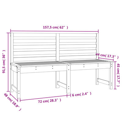 vidaXL Trädgårdsbänk svart 157,5 cm massiv furu