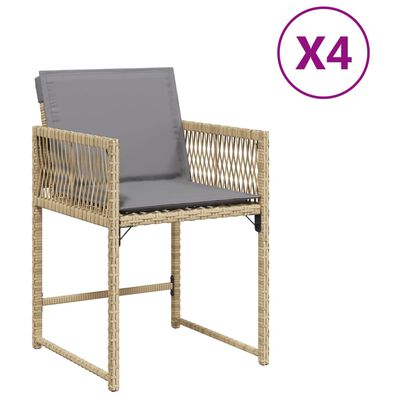 vidaXL Trädgårdsstolar med dynor 4 st blandad beige konstrotting