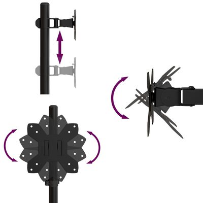 vidaXL Skärmfäste för 4 skärmar svart stål VESA 75/100 mm