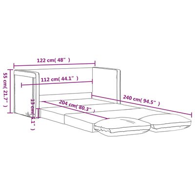 vidaXL Golvbäddsoffa 2-i-1 Ljusgrå 122x204x55 cm sammet