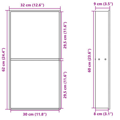 vidaXL Duschnisch borstad guld 32x62x9 cm rostfritt stål