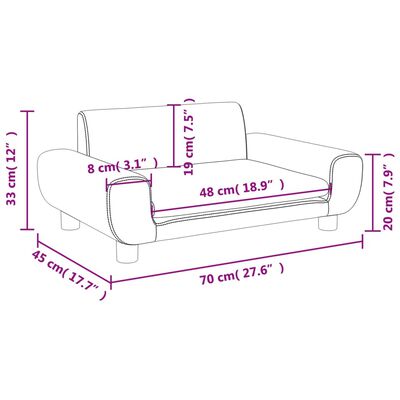 vidaXL Barnsoffa svart 70x45x33 cm sammet