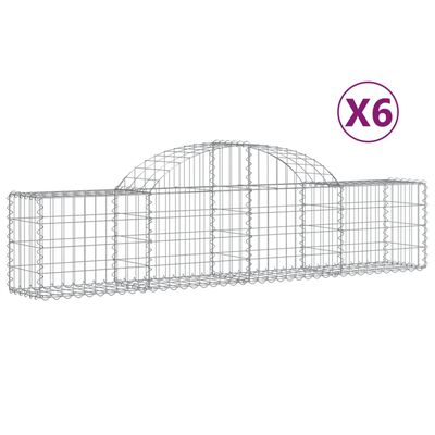 vidaXL Gabion bågformad 6 st 200x30x40/60 cm galvaniserat järn