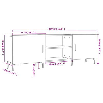 vidaXL Tv-bänk vit 150x30x50 cm konstruerat trä