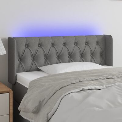 vidaXL Sänggavel LED mörkgrå 93x16x78/88 cm tyg