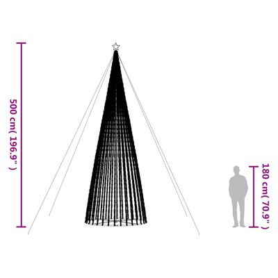 vidaXL Julgranskon 1544 LEDs färgglad 500 cm