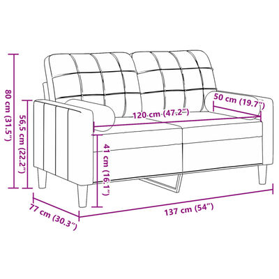 vidaXL 2-sitssoffa med prydnadskuddar ljusgrå 120 cm sammet