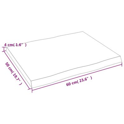 vidaXL Bordsskiva mörkbrun 60x50x(2-4) cm massivt trä levande kant