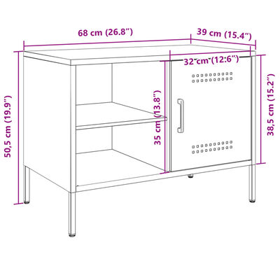 vidaXL Tv-bänk rosa 68x39x50,5 cm stål