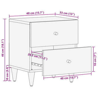 vidaXL Nattduksbord 2 st 40x33x46 cm massivt mangoträ