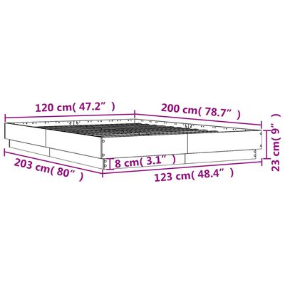 vidaXL Sängram betonggrå 120x200 cm konstruerad trä