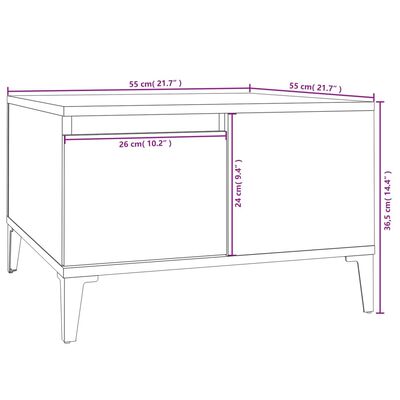 vidaXL Soffbord vit 55x55x36,5 cm konstruerat trä