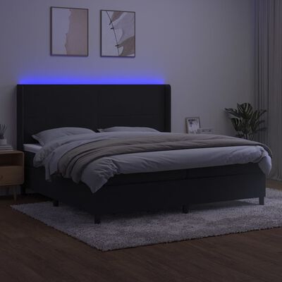 vidaXL Ramsäng med madrass & LED svart 200x200 cm sammet