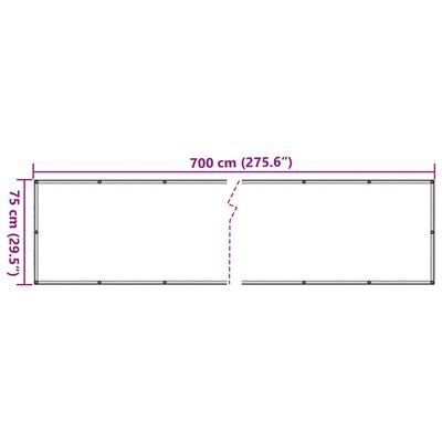 vidaXL Insynsskydd för balkong grå 700x75 cm PVC