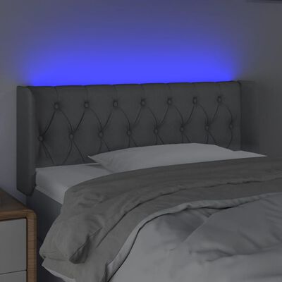 vidaXL Sänggavel LED ljusgrå 93x16x78/88 cm tyg