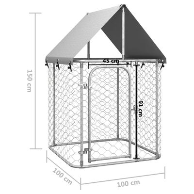 vidaXL Hundgård med tak för utomhusbruk 100x100x150 cm