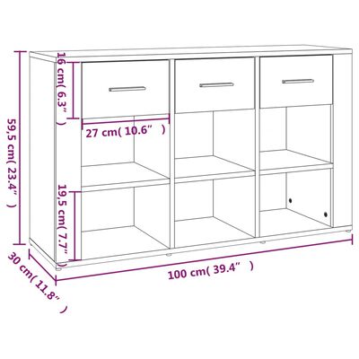 vidaXL Skänk svart 100x30x59,5 cm konstruerat trä