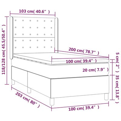 vidaXL Ramsäng med madrass & LED svart 100x200 cm sammet