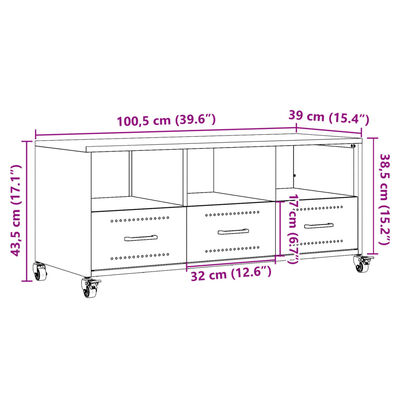 vidaXL Tv-bänk olivgrön 100,5x39x43,5 cm stål