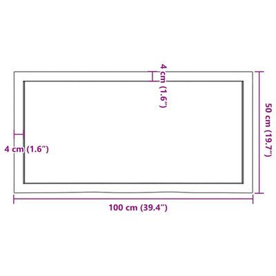 vidaXL Bänkskiva badrum ljusbrun 100x50x(2-4) cm behandlat massivt trä