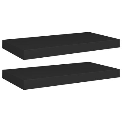 vidaXL Svävande vägghyllor 2 st svart 50x23x3,8 cm MDF