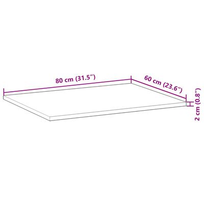 vidaXL Bänkskiva för badrum obehandlad 80x60x2 cm massivt akaciaträ