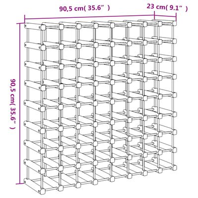 vidaXL Vinställ för 72 flaskor 90,5x23x90,5 cm massiv furu