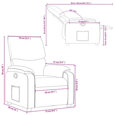 vidaXL Reclinerfåtölj brun tyg