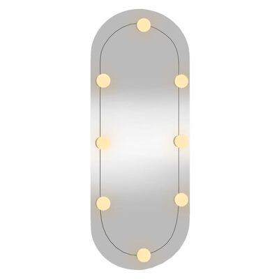 vidaXL Väggspegel med LED-belysning 30x70 cm glas oval