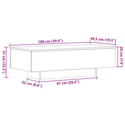 vidaXL Soffbord sonoma ek 100x49,5x31 cm konstruerat trä